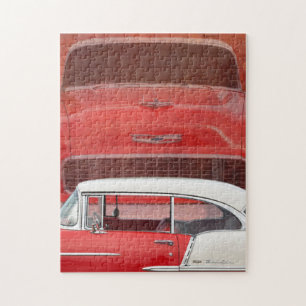 Klassisches Autos Chevy Bel Air Dodge-rotes weiße Puzzle