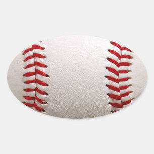 Klassisches Baseball- und Softball-Rotsticken Ovaler Aufkleber