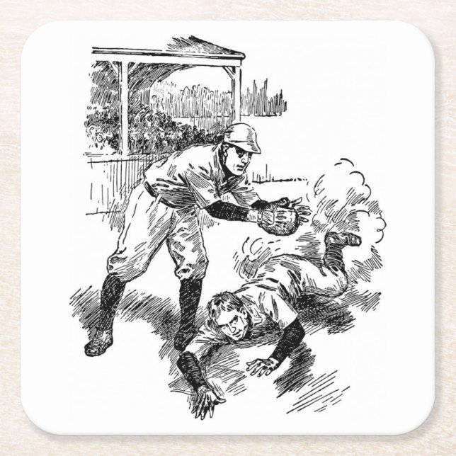 Klassisches Baseball-Untersetzer-Set Rechteckiger Pappuntersetzer (Vorderseite)