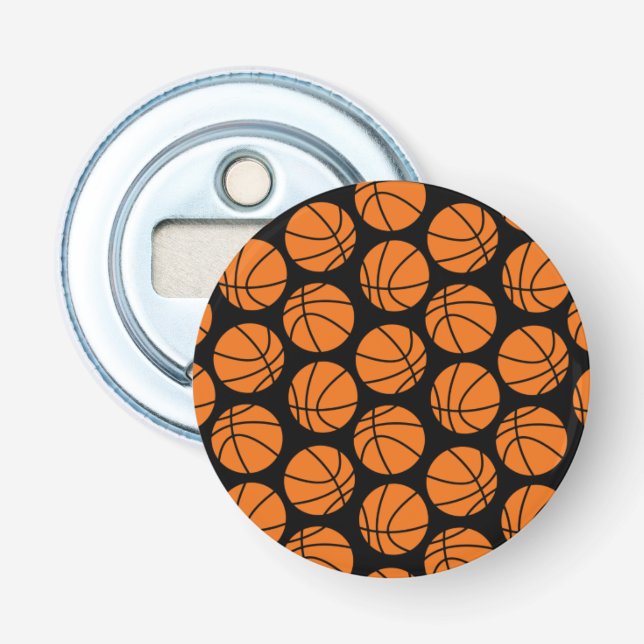 Klassisches Basketballmuster auf Schwarz Flaschenöffner (Vorderseite)