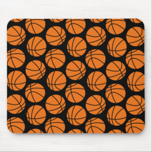 Klassisches Basketballmuster auf Schwarz Mousepad