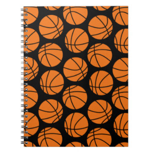 Klassisches Basketballmuster auf Schwarz Notizblock