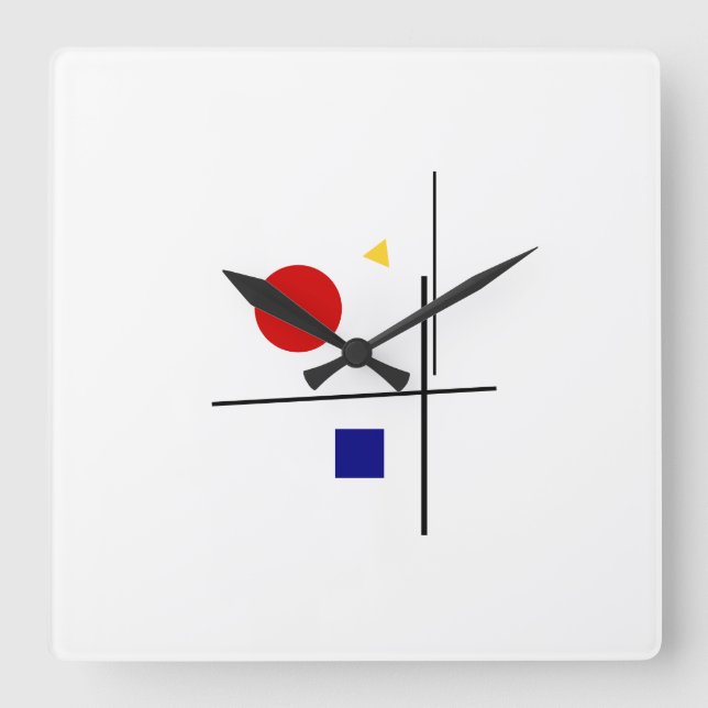 Klassisches Bauhaus-Design Quadratische Wanduhr (Vorderseite)