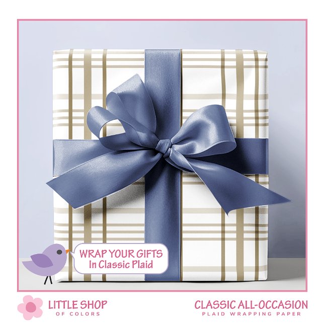 Klassisches Beige Kariertes Muster Geschenkpapier (Von Creator hochgeladen)