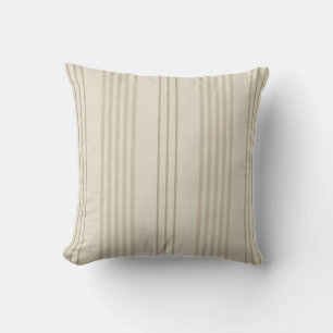 Klassisches Beige Neutrales Ticking-Streifenmuster Kissen