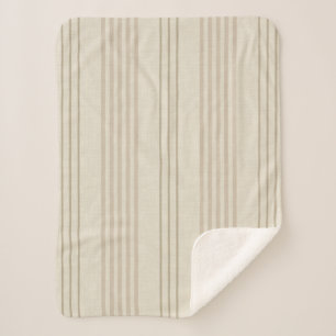Klassisches Beige Neutrales Ticking-Streifenmuster Sherpadecke