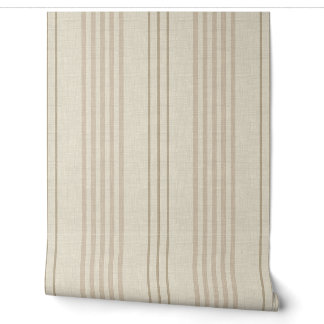 Klassisches Beige Neutrales Ticking-Streifenmuster Tapete