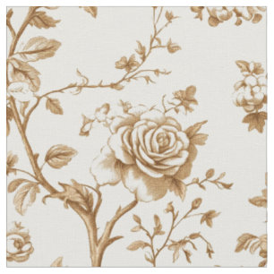 Klassisches Beige-Rosen-Toile-Muster Stoff