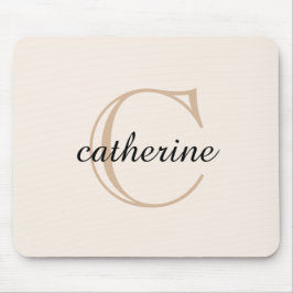 Klassisches Beige-Script-Monogramm Mousepad