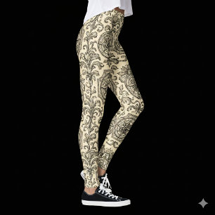 klassisches beige vintage nautisches Kompass-Ornam Leggings
