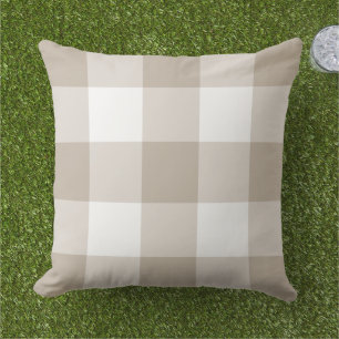 Klassisches Beige Weiß Große Gingham-Karo Kissen