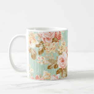 Klassisches Beliebtes Blumen Nahtloses Muster Hint Kaffeetasse