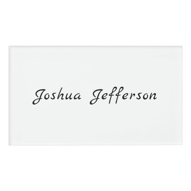 Klassisches Beruflich kreatives Schlichtes Schwarz Namenschild (Vorderseite)