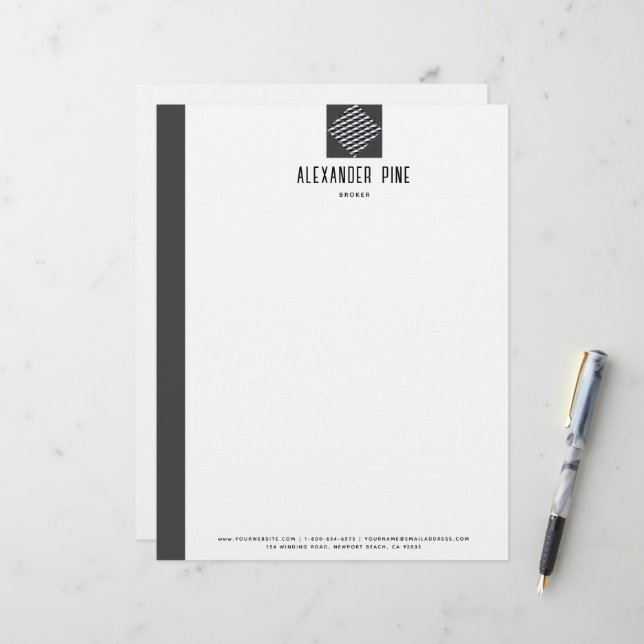 Klassisches Berufliches Geschäft mit grauem Brushe Briefbogen (Vorderseite/Rückseite Beispiel)