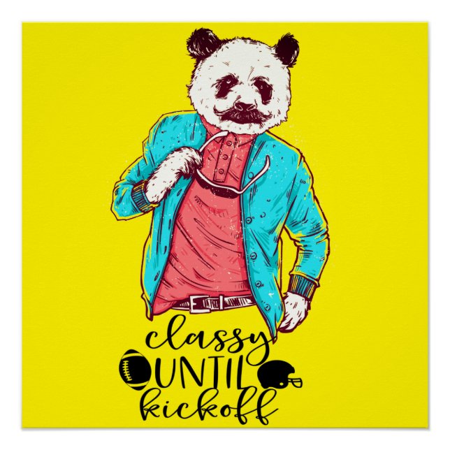 Klassisches bis Kickoff Poster - Funny Panda Footb (Vorderseite)