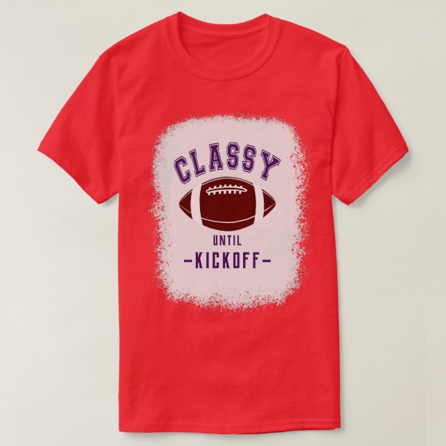 Klassisches bis zum Kickoff Lila Letters Sportspie T-Shirt (Design vorne)