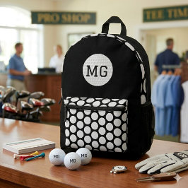 Klassisches Black and White Golf Ball Muster Bedruckter Rucksack