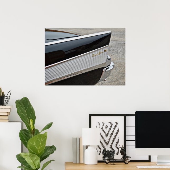 Klassisches Black Bel Air Car Hinterteil Fender Po Poster (Heimbüro)