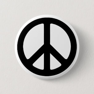Klassisches Black Groovy Peace Symbol Button