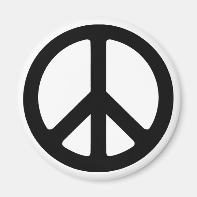 Klassisches Black Groovy Peace Symbol Magnet (Vorne)