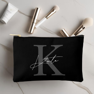 Klassisches Black Monogram Bridesmaid-Geschenk Zubehörtasche