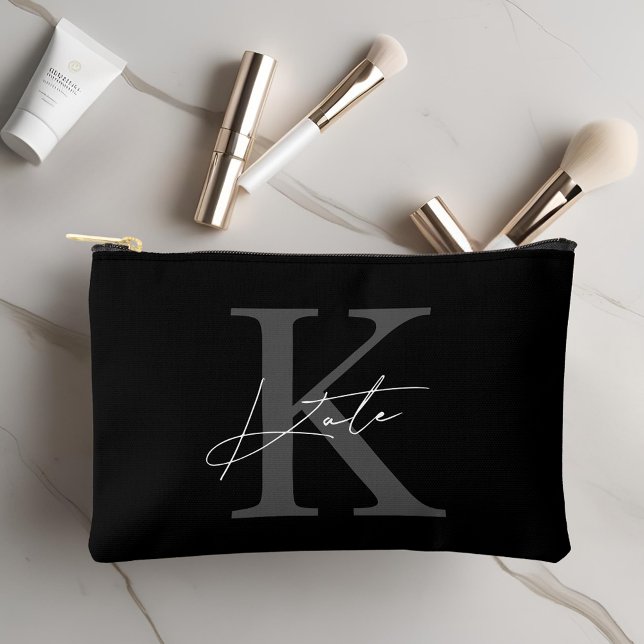 Klassisches Black Monogram Bridesmaid-Geschenk Zubehörtasche (Von Creator hochgeladen)