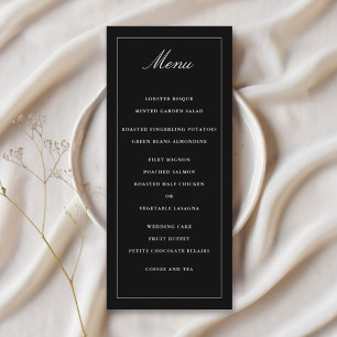 Klassisches Black Simple Elegance Wedding Menu Programm