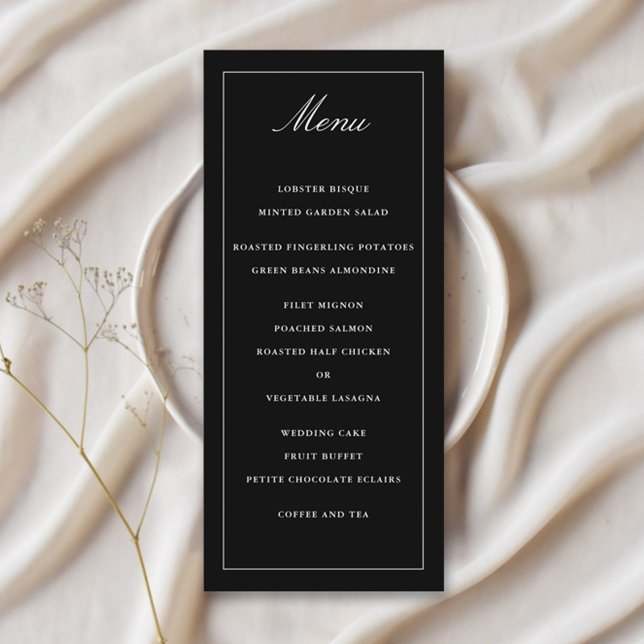 Klassisches Black Simple Elegance Wedding Menu Programm (Von Creator hochgeladen)