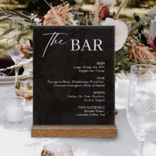 Klassisches Black Wedding Bar Menu Acrylschild