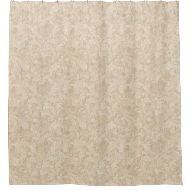 Klassisches Blattwerk in warmem Beige Duschvorhang (Vorderseite)