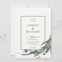 Klassisches Blattwerk, Polygon, Aquarelleinladung Einladung