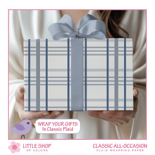 Klassisches Blau-Karo Geschenkpapier