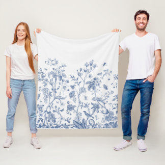 Klassisches Blau und Weiß Chinoiserie Fleecedecke