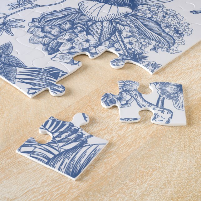 Klassisches Blau und Weiß Chinoiserie Puzzle (Seite)