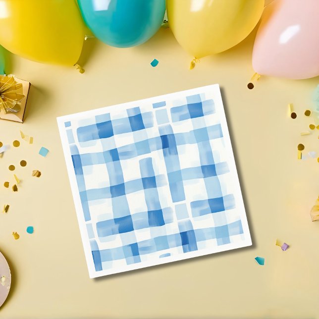 Klassisches Blau und Weiß Gingham Prüfmuster Serviette (Von Creator hochgeladen)