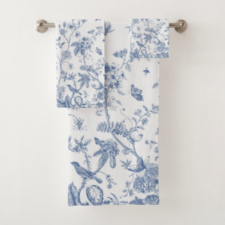 Klassisches Blau-Weiß-Chinoiserie Badhandtuch Set