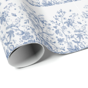 Klassisches Blau-Weiß-Chinoiserie Geschenkpapier