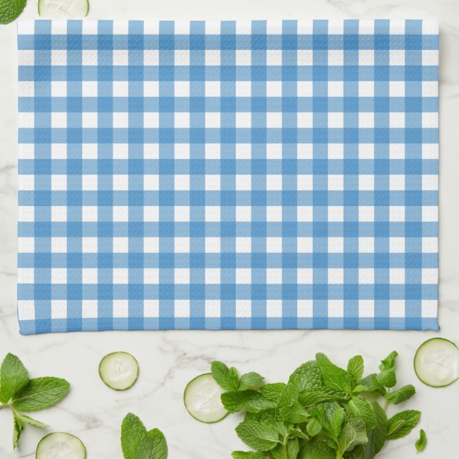 Klassisches Blau-Weiß-Gingham Geschirrtuch (Gefaltet)