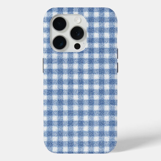 Klassisches Blau-Weiß-Gingham-Karo Case-Mate iPhone Hülle (Rückseite)