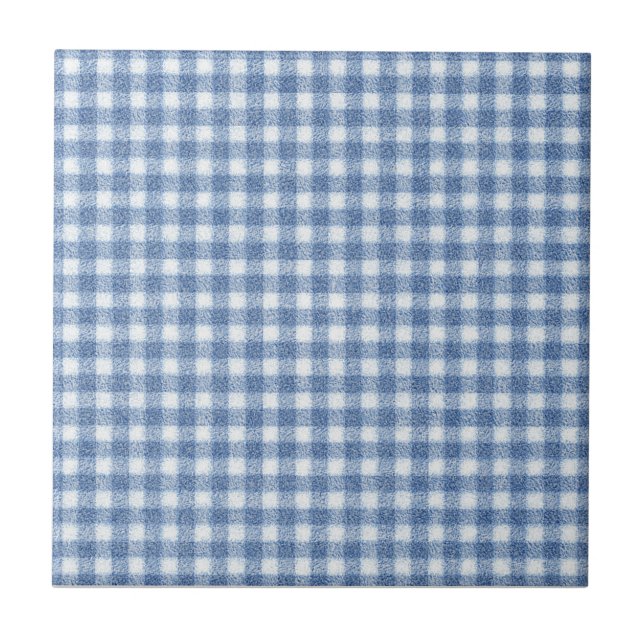 Klassisches Blau-Weiß-Gingham-Karo Fliese (Vorderseite)