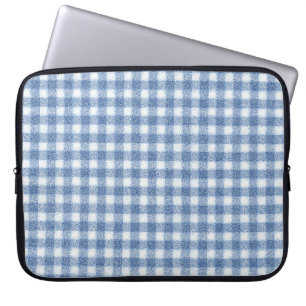 Klassisches Blau-Weiß-Gingham-Karo Laptopschutzhülle