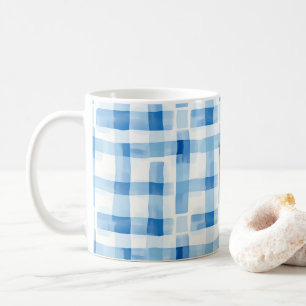 Klassisches Blau-Weiß-Gingham-Karo-Muster Kaffeetasse