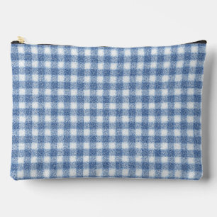 Klassisches Blau-Weiß-Gingham-Karo Zubehörtasche