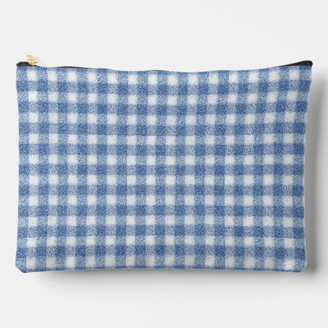 Klassisches Blau-Weiß-Gingham-Karo Zubehörtasche (Vorderseite)