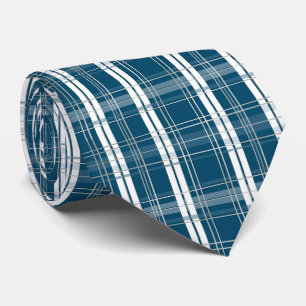 Klassisches Blau-Weiß-Tartan-Karo Winter Krawatte