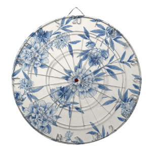 Klassisches blaues Blumen-Toile-Wasserfarbenmuster Dartscheibe