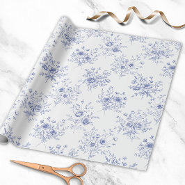Klassisches blaues Blumenmuster Französische blaue Geschenkpapier