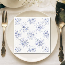 Klassisches blaues Blumenmuster Französische blaue Serviette