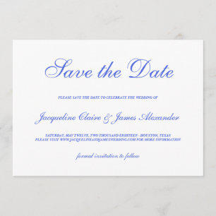 Klassisches blaues Blumenskript, das Save the Date