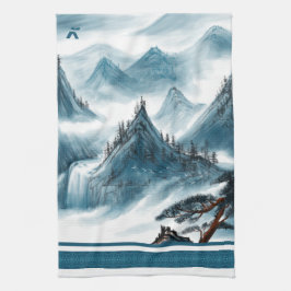 Klassisches Blaues Chinoiserie Malerei Geschirrtuch